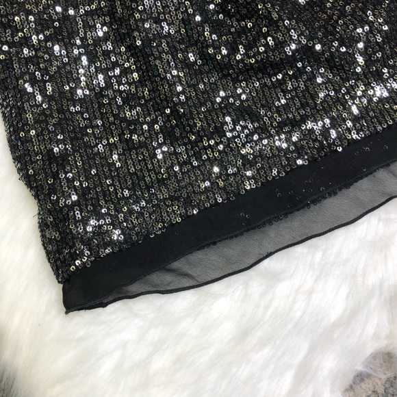 Jennifer Lopez Black Sequin Mini Skirt Sheer Detai - Picture 2 of 7